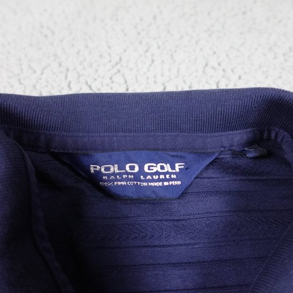 VTG Polo Golf Ralph Lauren 100% Pima Cotton Shirt Mens Large Navy Short Sleeve - Picture 3 of 13